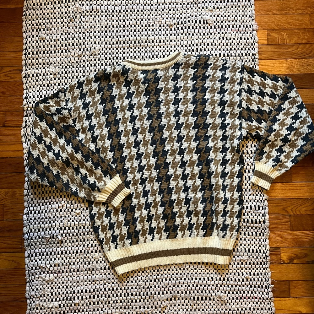 Blue & Gold Houndstooth Crewneck Sweater